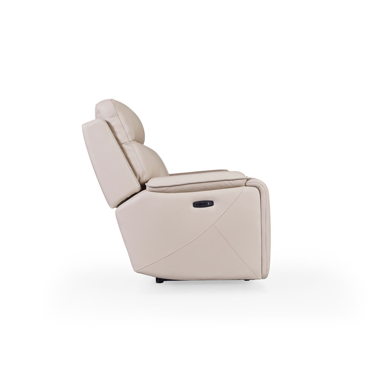 Bandera Dual Power Lay Flat Leather Glider Recliner, Putty
