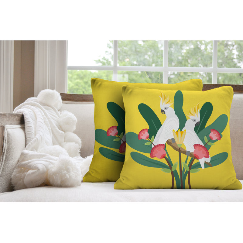 Oreiller carré intérieur / extérieur Kookoo, L 19 po x H 19 po, Jaune