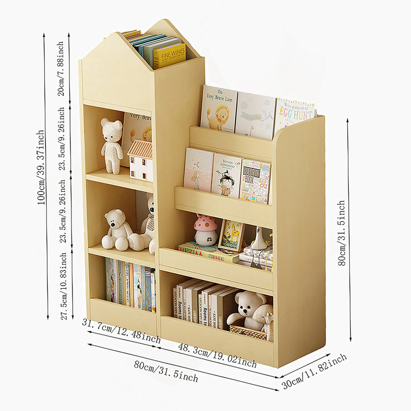 Organisateur de rangement pour jouets en bois pour enfants avec bibliothèque, unité de rangement pour enfants avec 6 compartiments