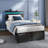 Twin Bed with 2 Drawers and Open Storage Headboard, Adjustable LED Light and Charging Station, No Box Spring Needed-289183715-289183714