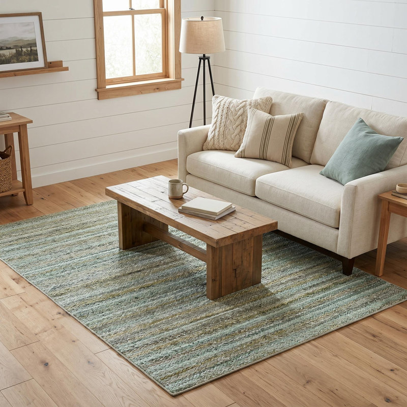 Modern Neutral Washable Rug for Bedroom Entryway Living Room, Green, Rectangle 5' x 7'