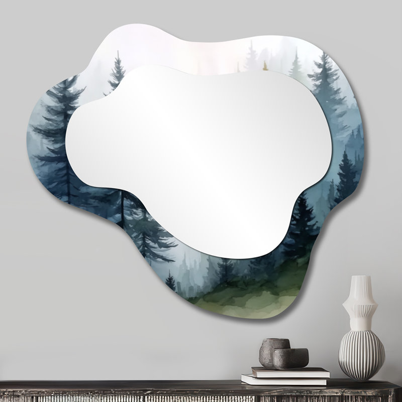 Miroir mural rustique asymétrique - Morning Fog, 25" x 28"