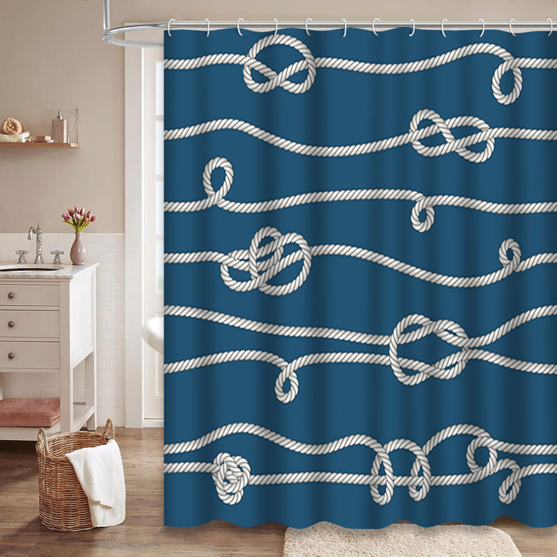 Rideau de douche à 12 crochets Marine, L 72 po x l 84 po