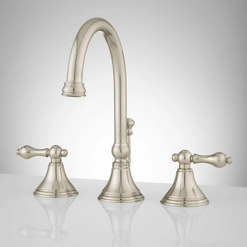 Robinet de salle de bain à col de cygne avec poignées levier Melanie, Nickel brossé