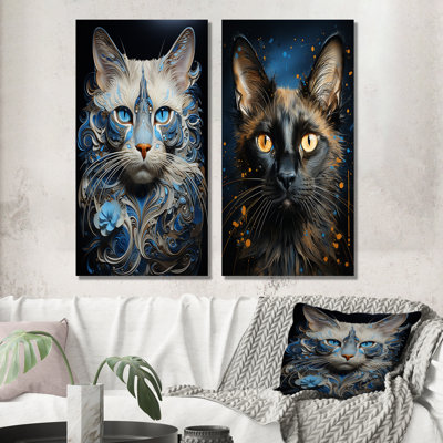 Siamese Serenade Cat - Cat Wall Art Prints Set Of 2
