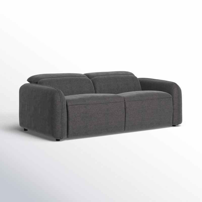 Pompeo 86'' Upholstered Reclining Sofa, Elite Charcoal Gray Boucle