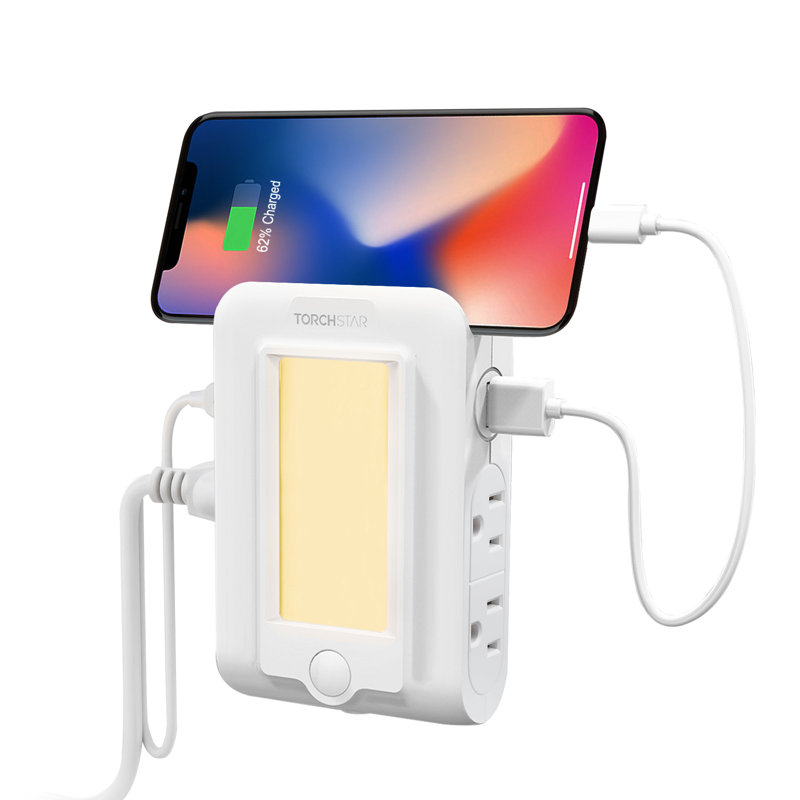 Veilleuse à DEL avec 2 ports USB et 4 séparateurs de prises CA, rallonge multi-prises