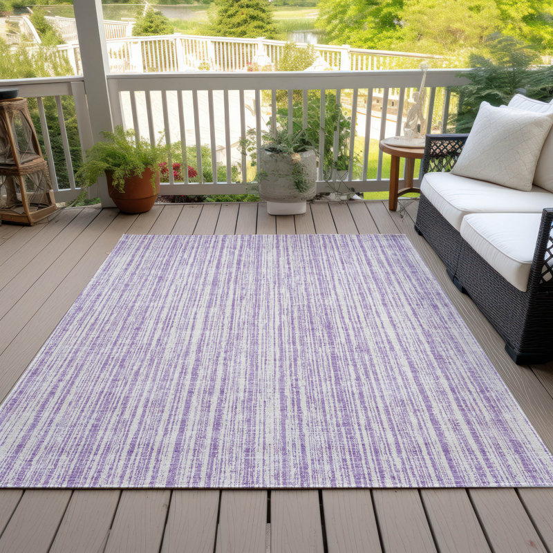 Machine Washable Indoor/Outdoor Chantille ACN760 StripesRug, 9' x 12', Lavender