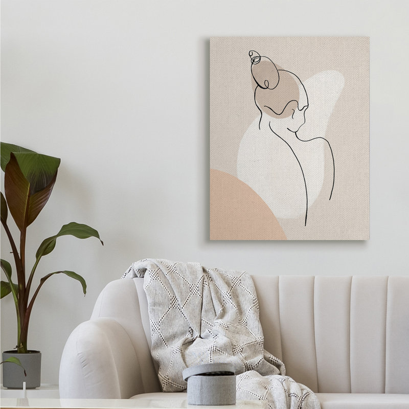 Femme abstraite, dessin au-dessus de formes abstraites par Patricia Pinto - impression, H 40 po x l 30 po, Toile tendue