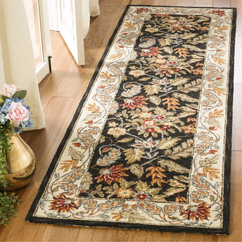 Tapis oriental en laine touffeté à la main Helena, Tapis de couloir 2 pi 6 po x 6 pi