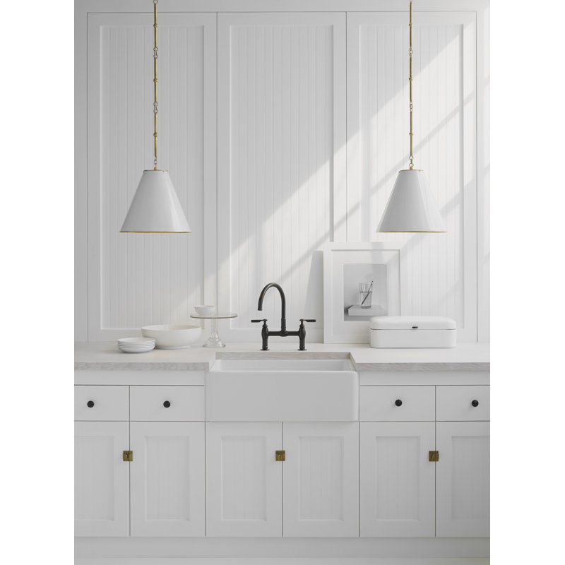 Thomas O'Brien Goodman Small Hanging Light, Antique Nickel, Antique Nickel, 43" H x 18" W x 18" D