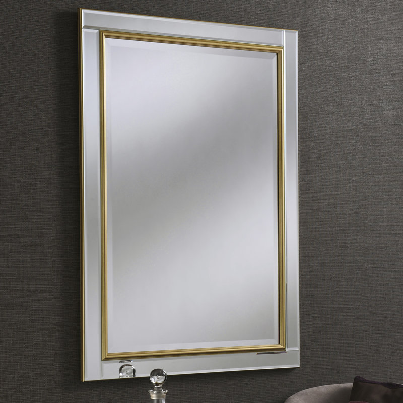 Abbate Venetian Bevelled  Accent Wall Mirror, 90.5cm H x 65cm W, Gold