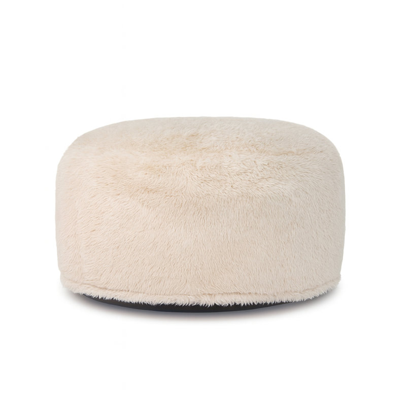 Fauteuil à billes rond en fausse fourrure, Fausse fourrure beige