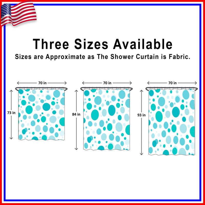 Rideau de douche cercles - abstrait salle de bain moderne, H 73 po x l 70 po, Pois bleus 2