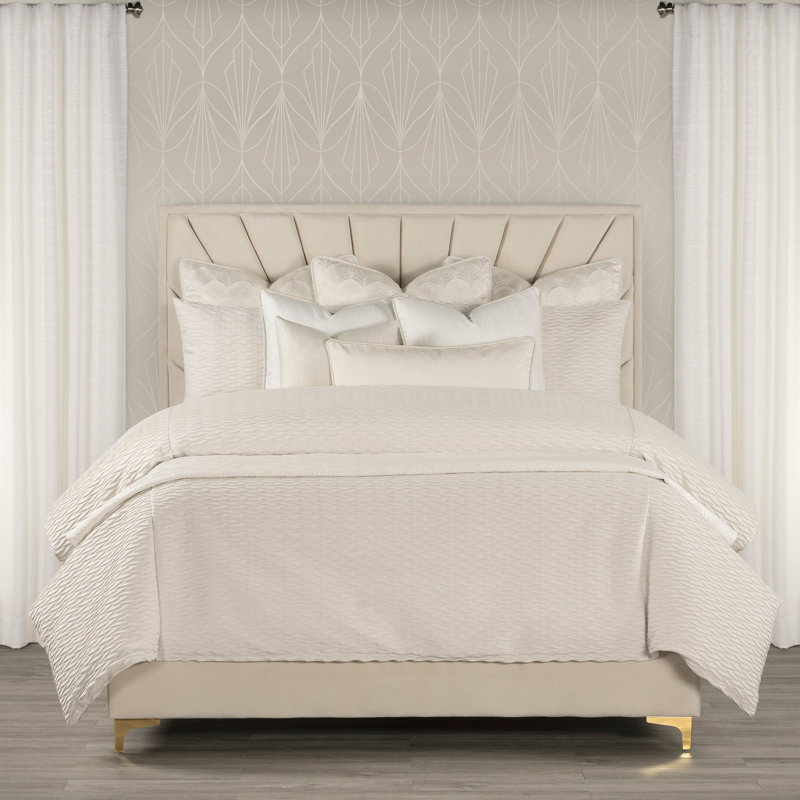 Pleated Velvet Wave Duvet Cover & Insert Set, Queen Duvet Cover & Insert + 5 Additional Pieces, White