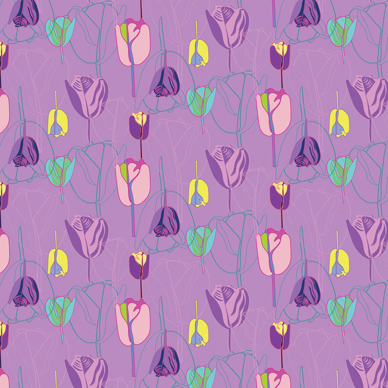Ensemble de housse de couette en microfibre DiaNoche par Yasmin Dadabhoy - Tulipes - mauve / rose