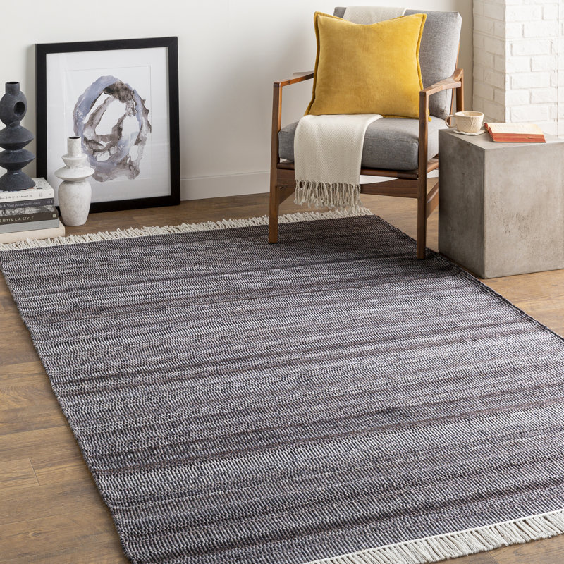 Tapis rayé intérieur / extérieur tissé à la main Lithow, Rectangle 2 pi x 3 pi