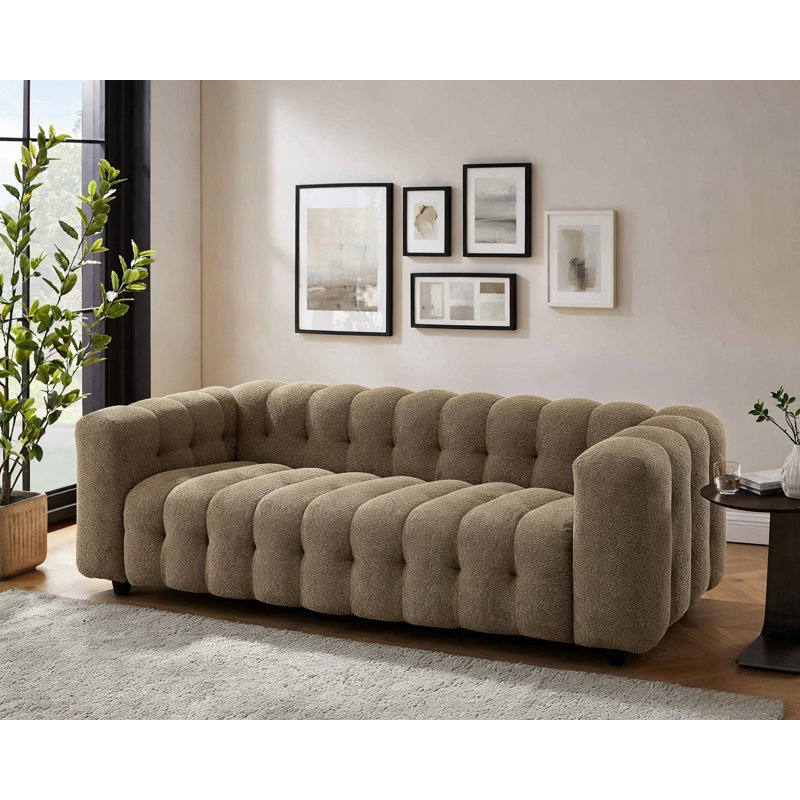 Lavance 89.4" W Tufted Bouclé Sofa , Camel