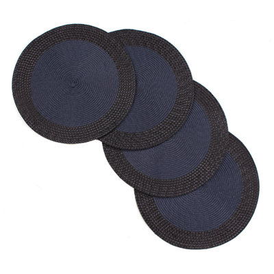 Rome Woven Braided Table Placemats 15 Inch Round Set of 4 Dining & Kitchen Placemat