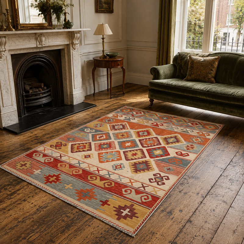 Netline Home Studio Geometry Warm Gold Heritage Washable Rug, 80 x 150 cm