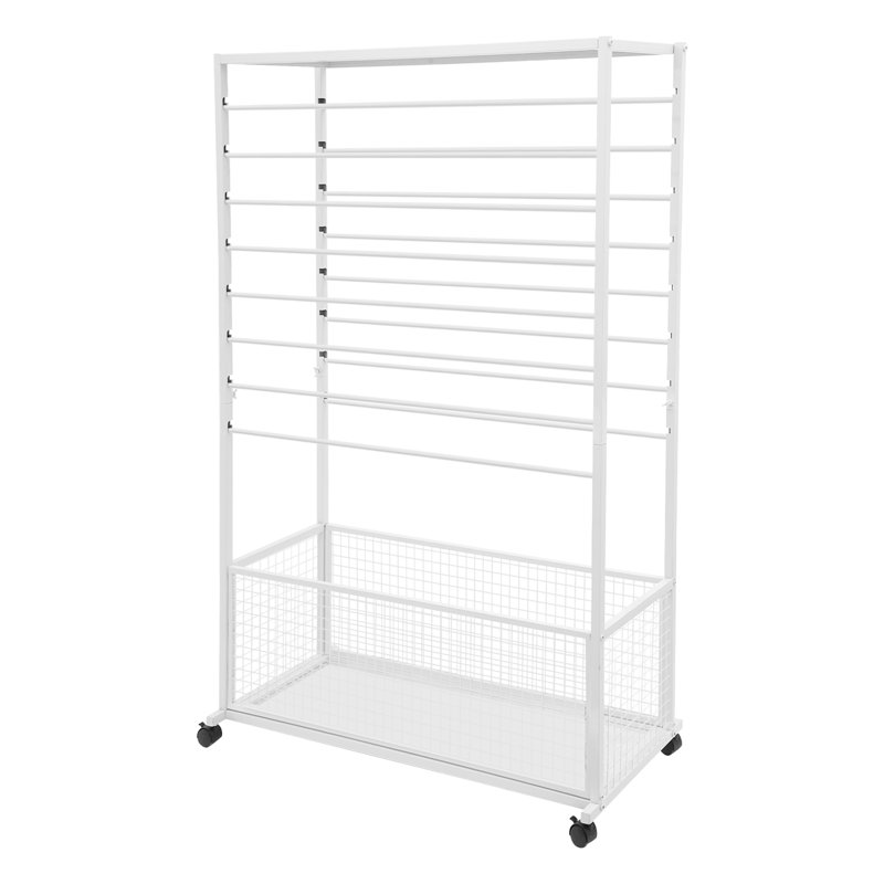 16 Tier Freestanding Ribbon Holder Organizer Rack Flower Wrapping Paper Storage Stand, White, 59.06" H x 39.37" W x 12.6" D