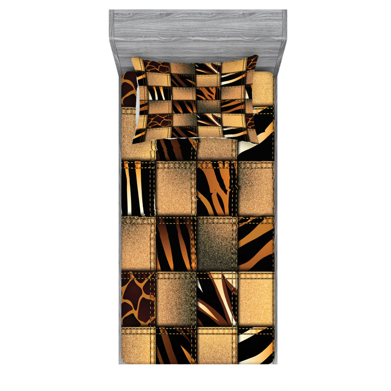 Microfiber Patchwork Sheet Set, Twin XL Sheet Set with Fitted Sheet
