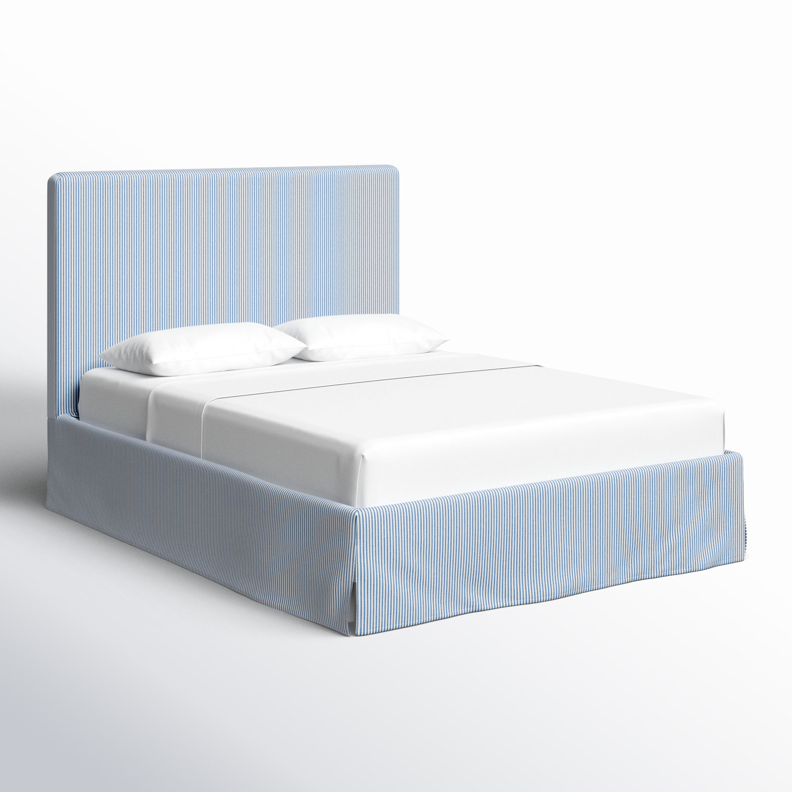 Verona Upholstered Slipcover Bed, Queen, Prep Stripe Blue