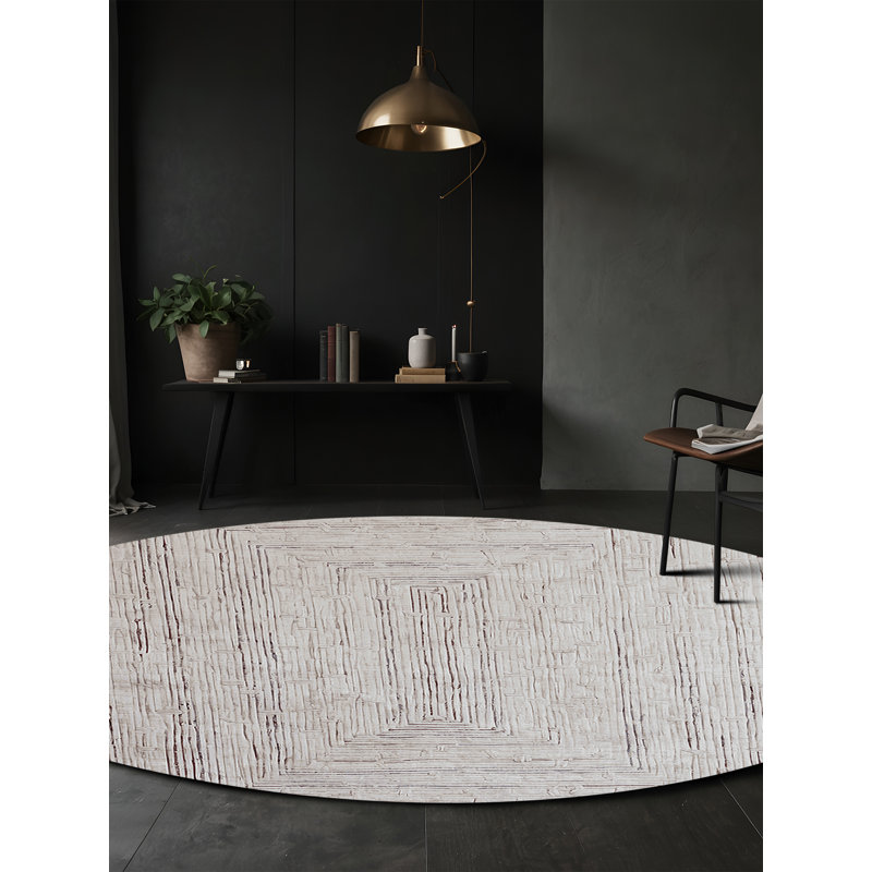 Tapis gris lavable à la machine, Rond 4 pi