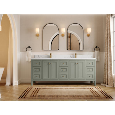 84 po Nashville X P 22 po Meuble-lavabo double en D Evergreen 