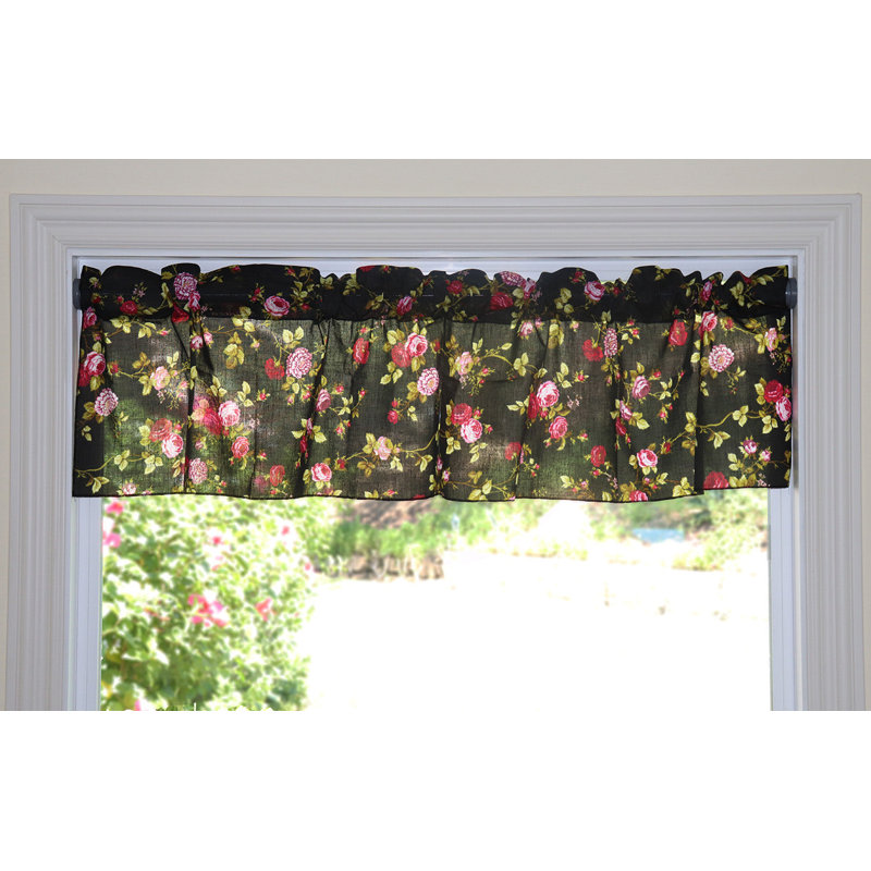 Cantonnière à imprimé floral rétro à grandes roses, L 58 po x L 14 po