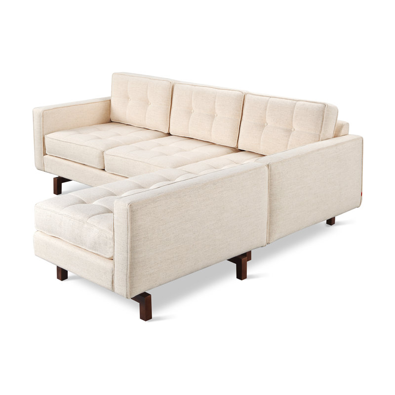 Jane 2 Chaise Sectional, Parliament Stone Performance Twill, Walnut