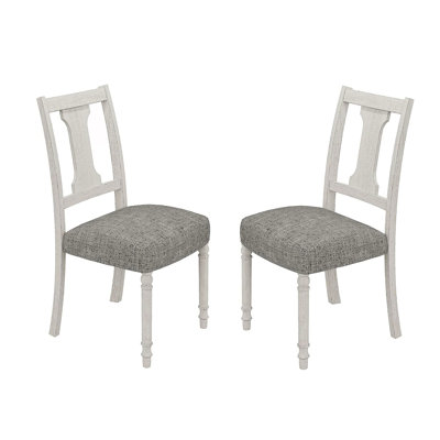 Set Of 2 Dining Side Chair With Linen Upholstered Seat