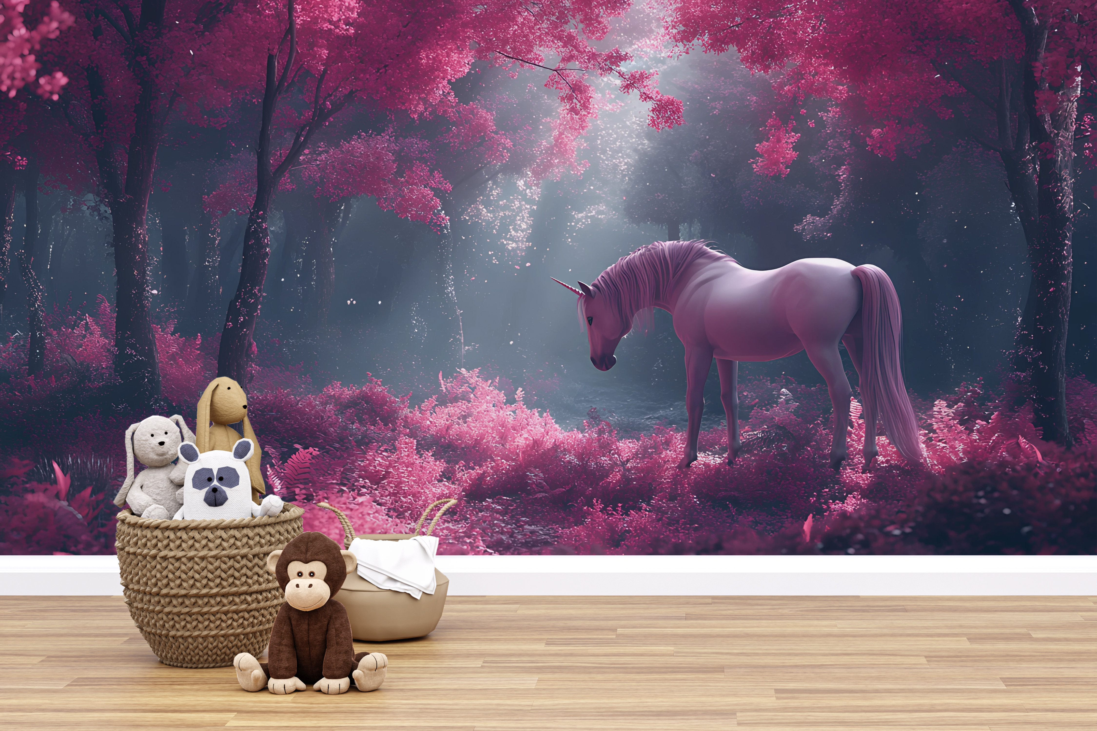 Zoomie Kids Fairy Forest Unicorn Wallpaper - Enchanted Trees With Horse  Mural For Room, Magical Fantasy Wall Art For Nursery And Bedroom Decor  (Non-Woven) VN301 | Wayfair, image size:4500x3000