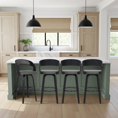 Tabouret pivotant à hauteur de comptoir ou de bar Shelly au fini bois - ensemble 