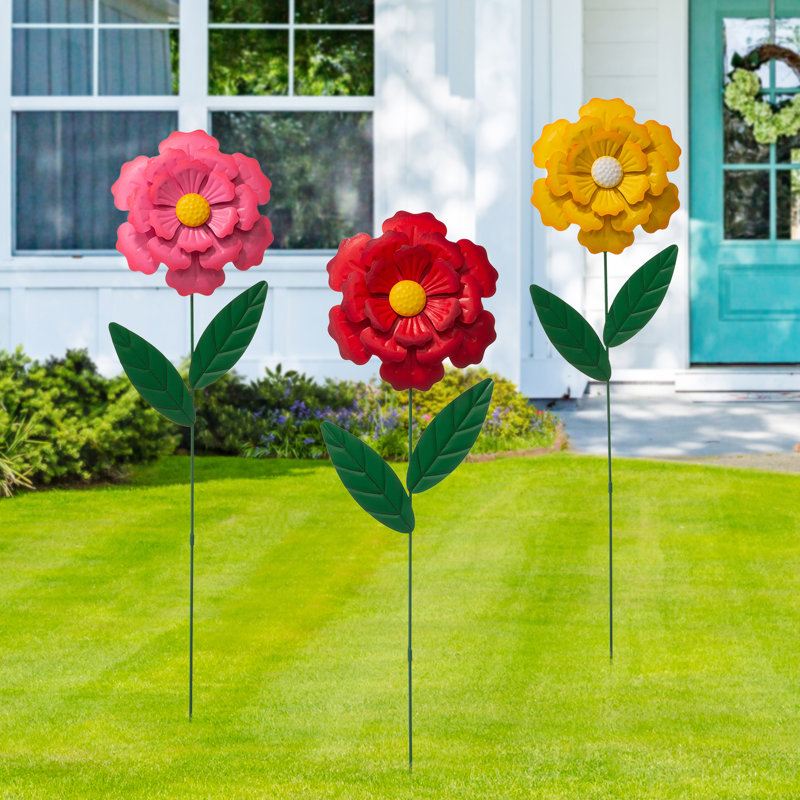 Ensemble de 3 piquets de jardin dimensionnels en métal ou décoration murale