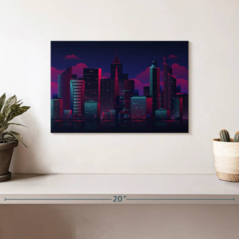 Paysage urbain de nuit Siron, H 8 po x l 12 po