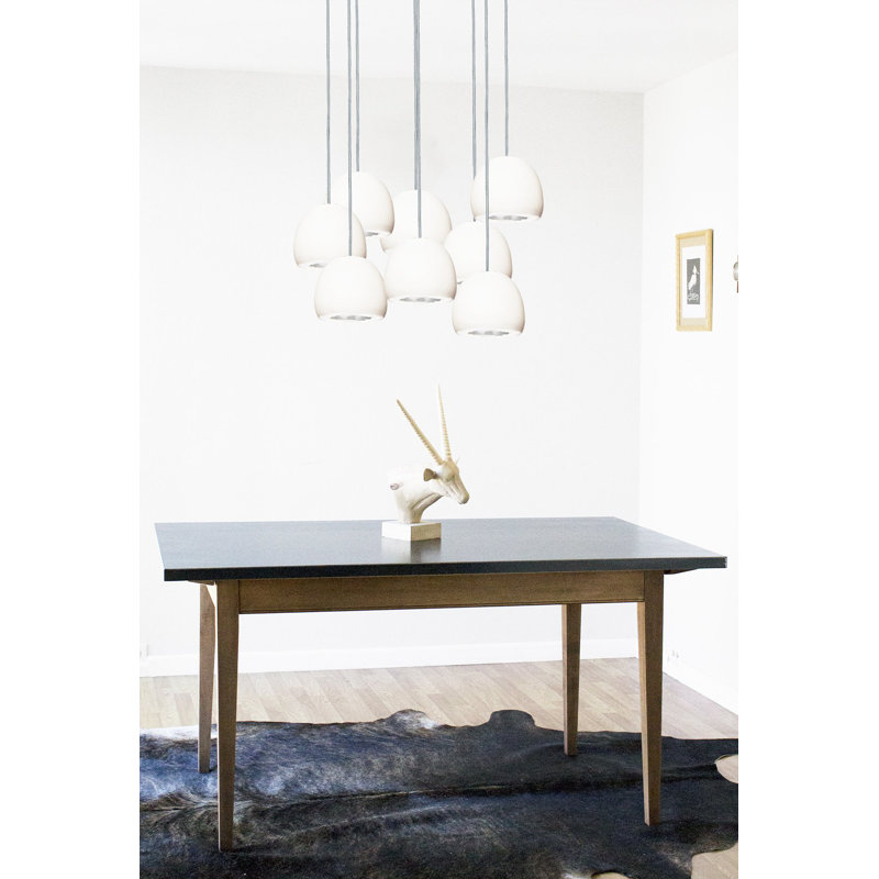 8 - Light Crystal Chandelier, White/Silver, 120" H x 18" W x 18" D, Nickel Braided Cord