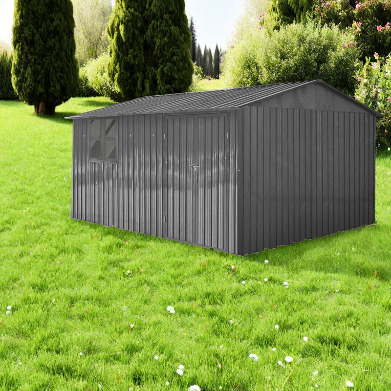 Remises en métal durables avec tablettes, gris, pour l'extérieur