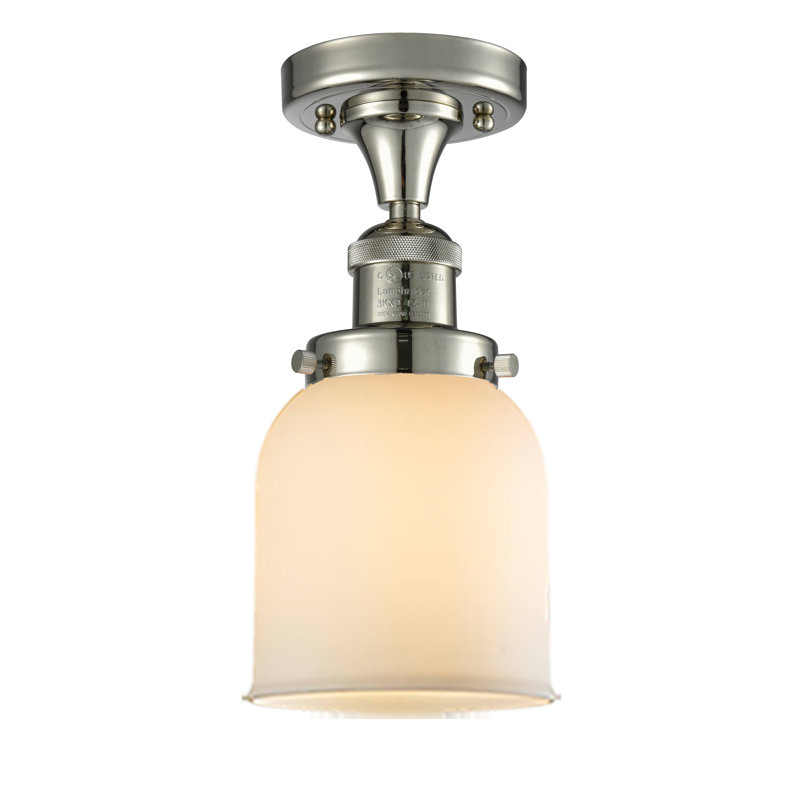 Norberto Glass Semi Flush Mount, Polished Nickel, Matte White Cased