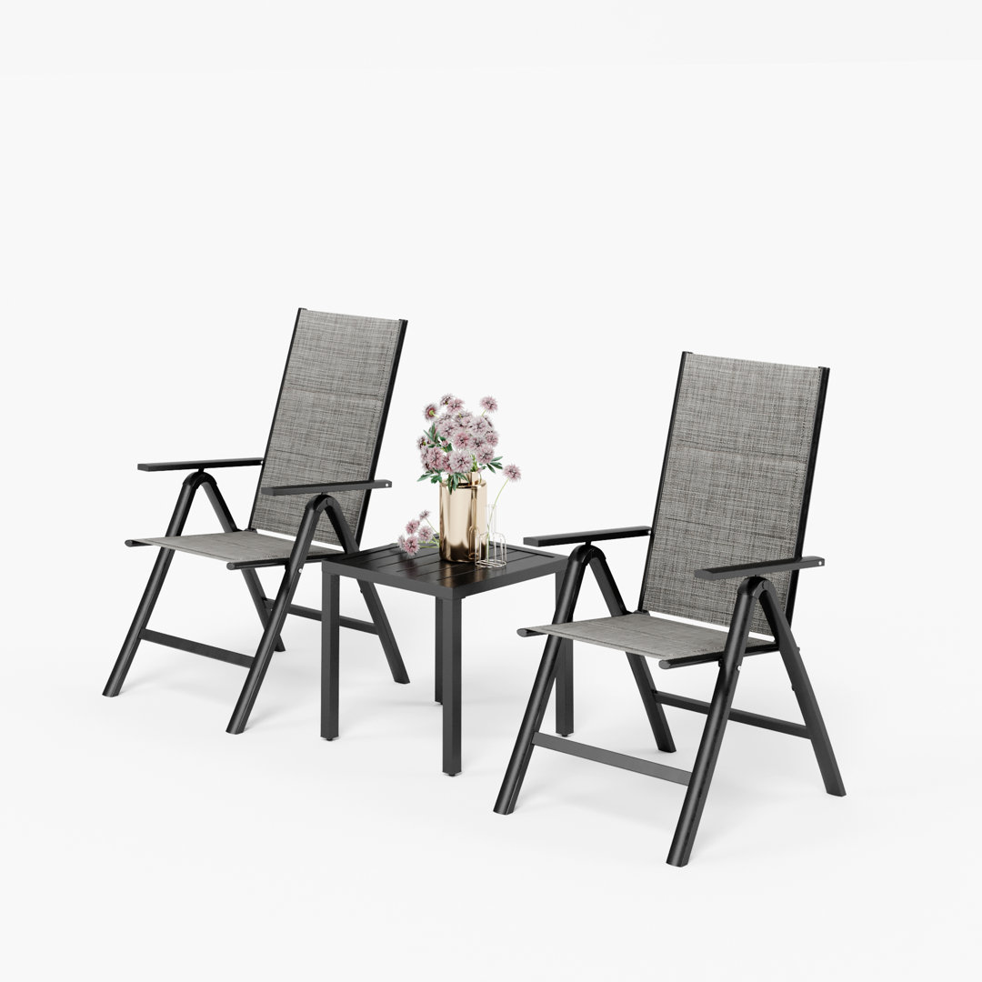 Square 3 - Piece 2 - Person 48.26Cm L Outdoor Aluminum Bistro Set