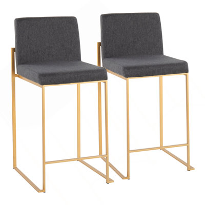 Tabouret de comptoir à dossier haut en acier et gris anthracite Fuji
