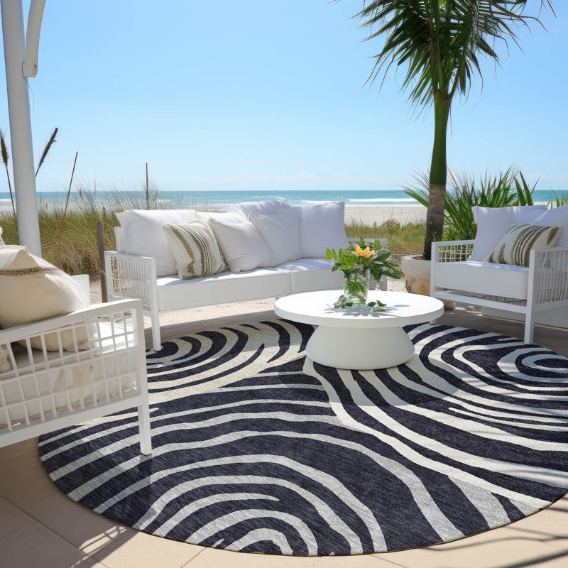 Leis Abstract Indoor Rug, Round 8'
