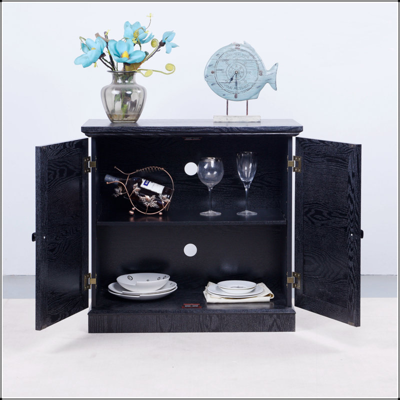 Buffet de rangement durable avec 2 portes décoratives en miroir en acrylique, tablette réglable pour une utilisation polyvalente dans la salle à manger, le salon et la cuisine