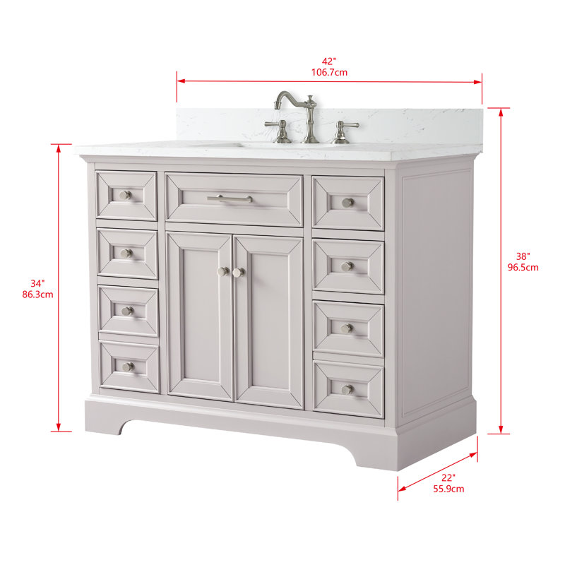 Thompson 42" W Single Bathroom Vanity, Taupe/Brushed Nickel