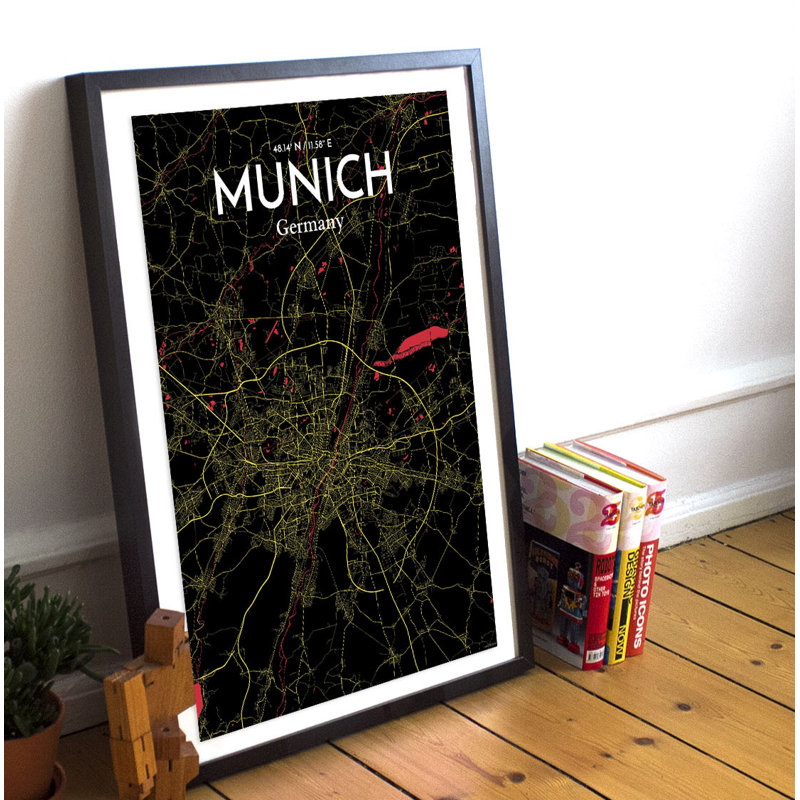 Munich City Map - No Frame Print, 70.1cm H x 50cm W x 0.13cm D x 0.13 cm D