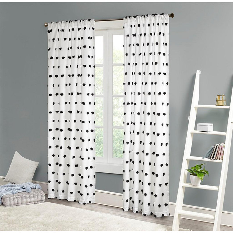 Pom Pom Embellished Window Curtain Panel - Light Filtering, 1 Pc Only