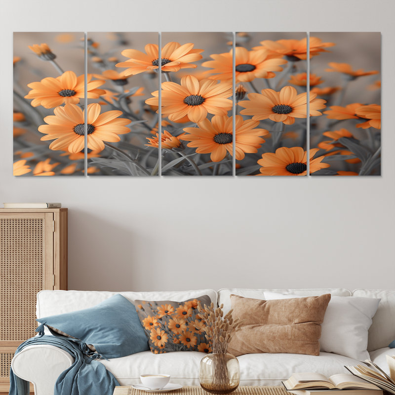 Ensemble de décorations murales marguerite jaune et noir, H 28 po x l 60 po