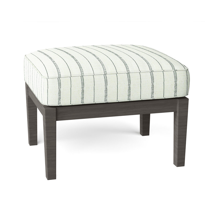 Lattice Outdoor Ottoman with Cushion, Welt, Herringbone Sand