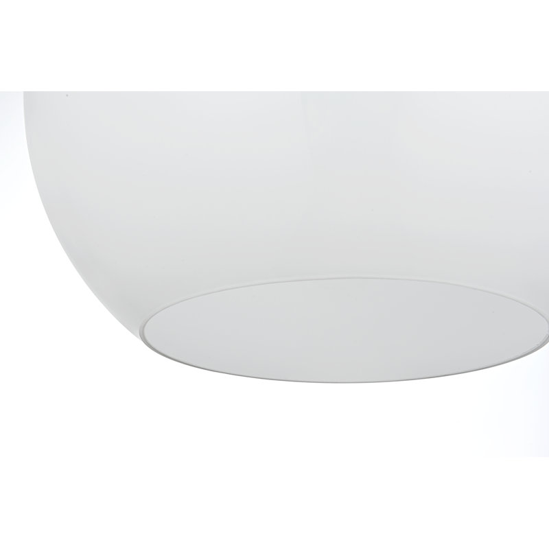 Luminaire suspendu sphérique simple à 1 lumière Snead, H 73 po x l 13,8 po x P 13,8 po, Blanc givré, Laiton