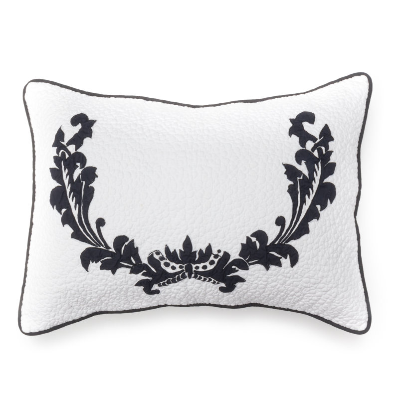 Damask Lumbar Pillow Cover & Insert, Black